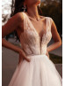 Tulle Straps Ivory Shimmering Lace Wedding Dress